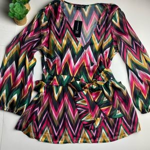 INC Chevron Wrap Blouse women’s Sz M NWT